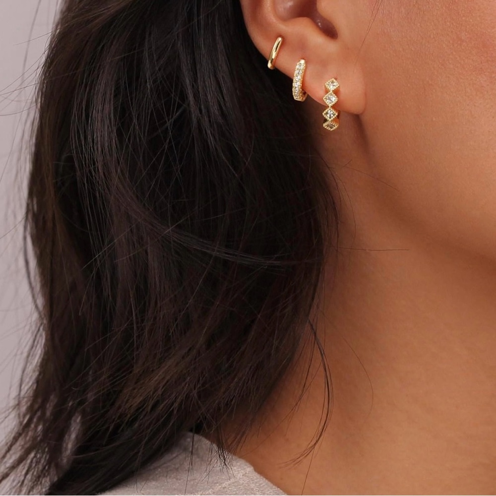 Gold Hoop Earrings Set for Women Trendy, 14K Real Gold Plated
